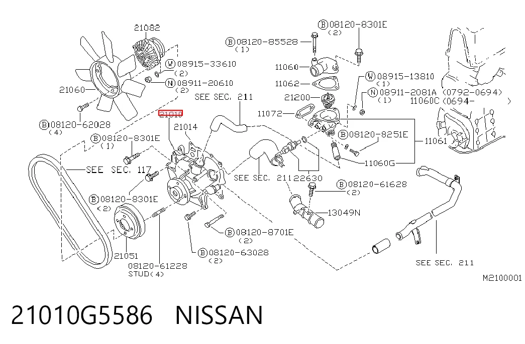 Bomba refrigerante coche Nissan Vanette  (1985-1994)