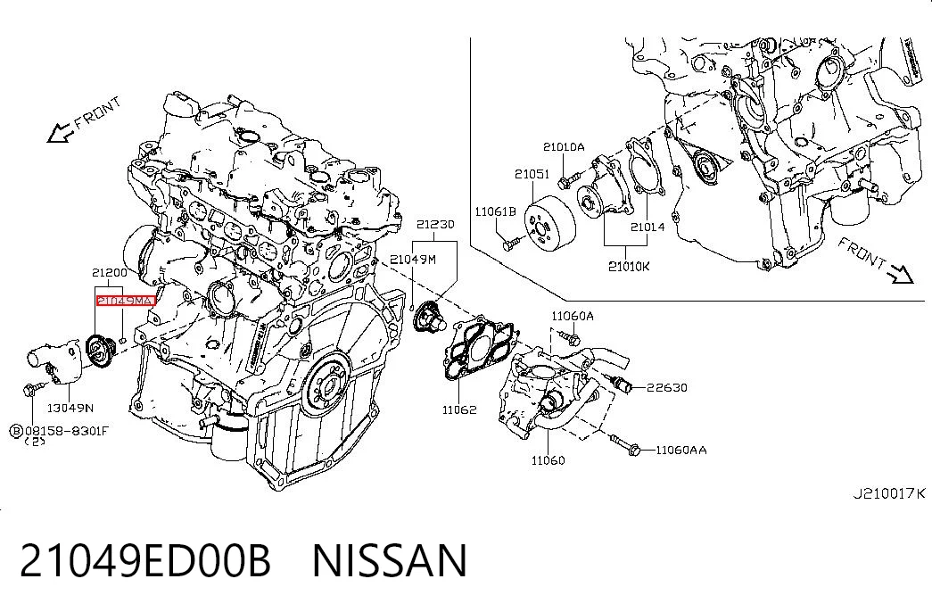 21049ED00B Nissan/Infiniti Junta termostato