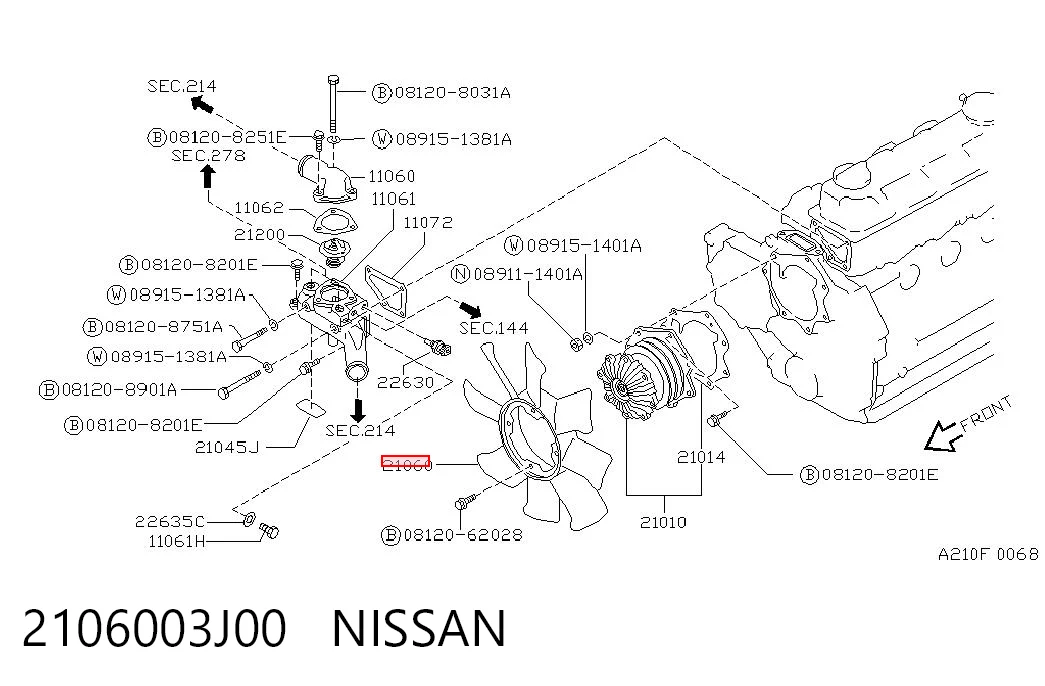 2106003J00 Nissan/Infiniti Ventilador del radiador