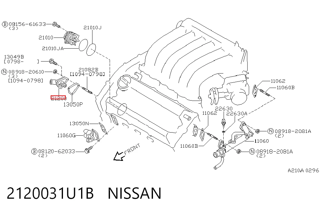 2120031U1B Nissan/Infiniti Termostato de agua