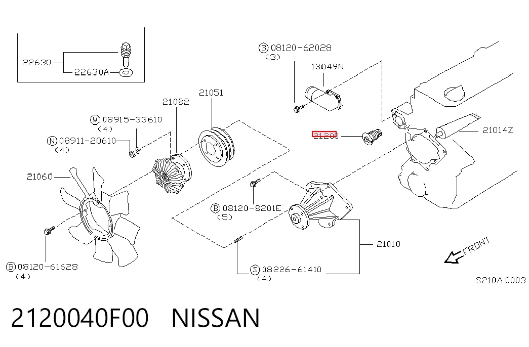 2120040F00 Nissan/Infiniti Termostato de agua