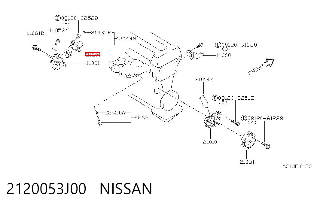 2120053J00 Nissan/Infiniti Termostato de agua