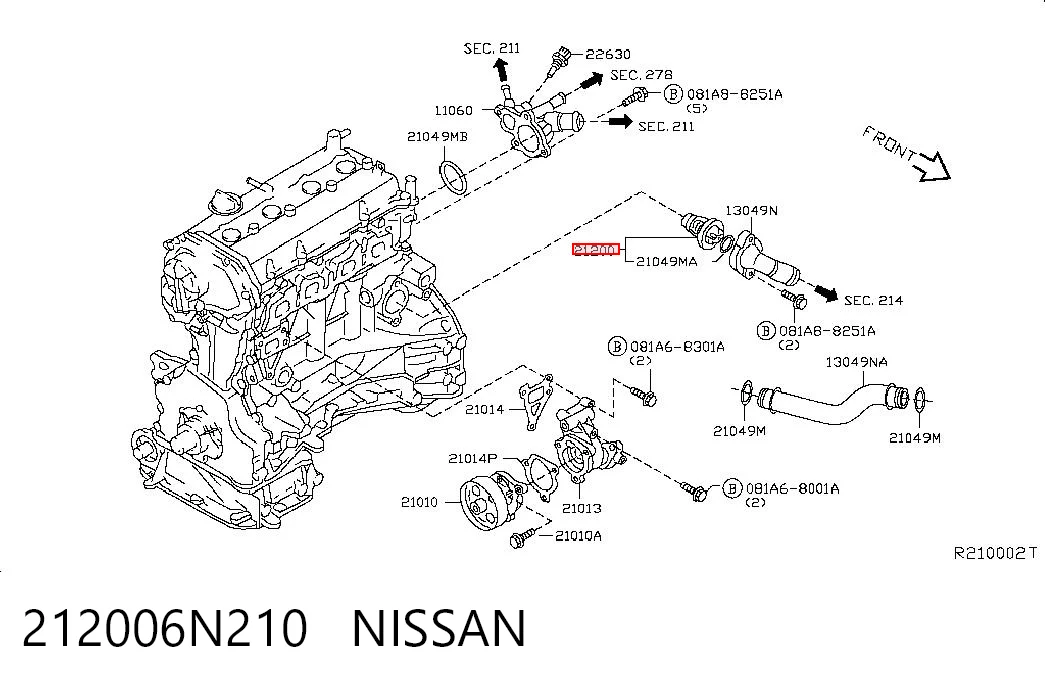 212006N210 Nissan/Infiniti Termostato de agua