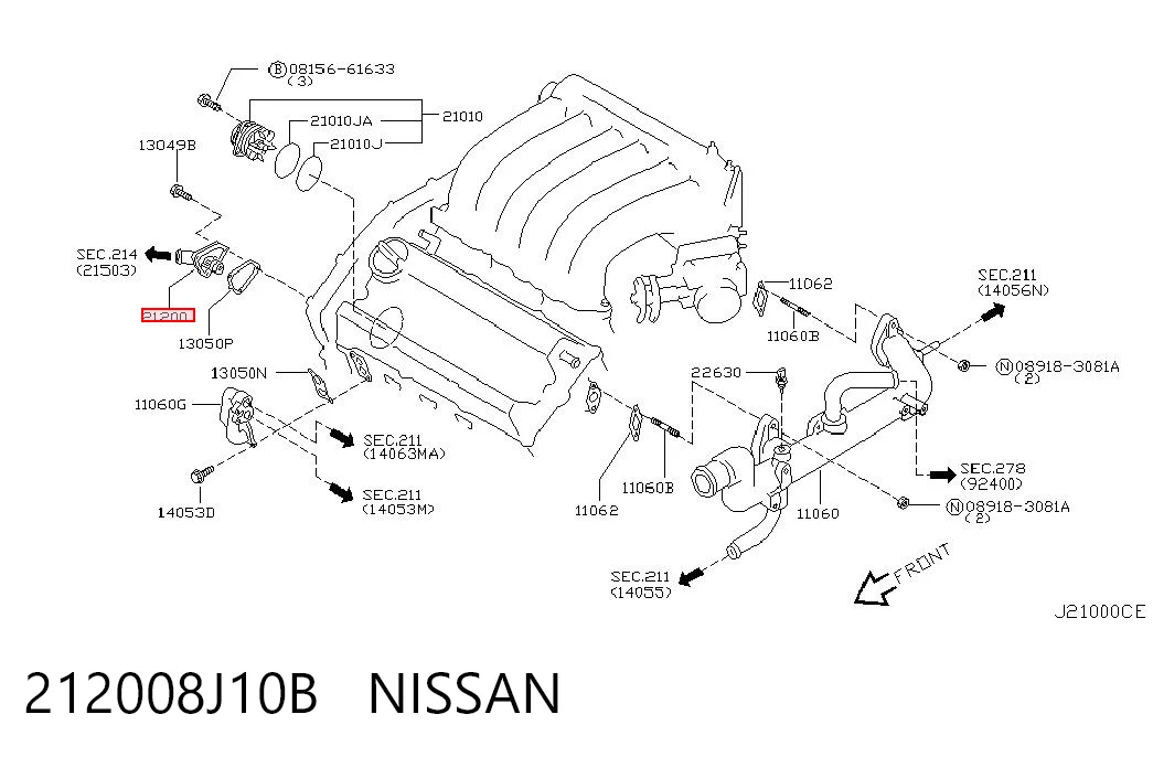 212008J10B Nissan/Infiniti Termostato de agua