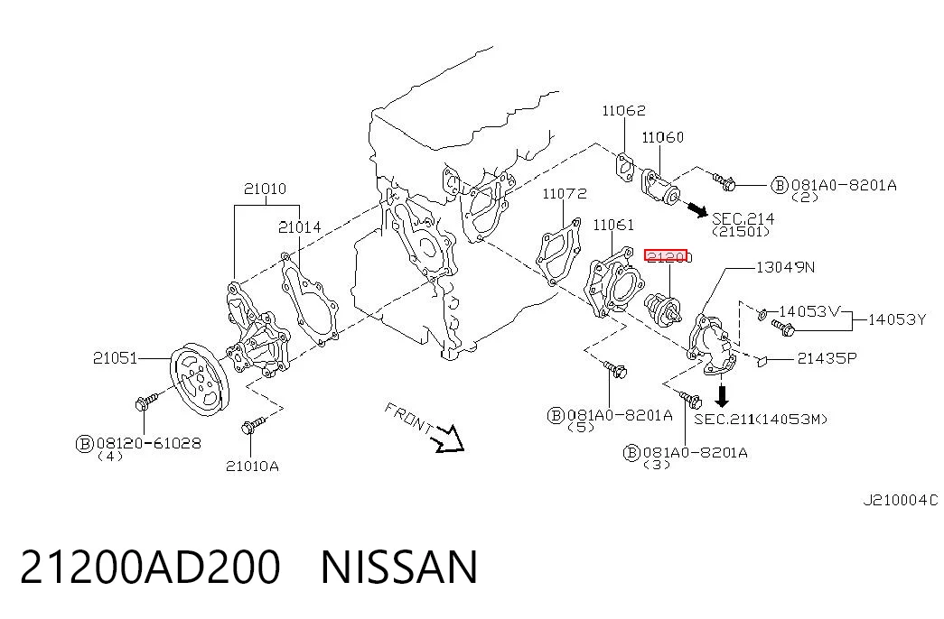 21200AD200 Nissan/Infiniti Termostato de agua