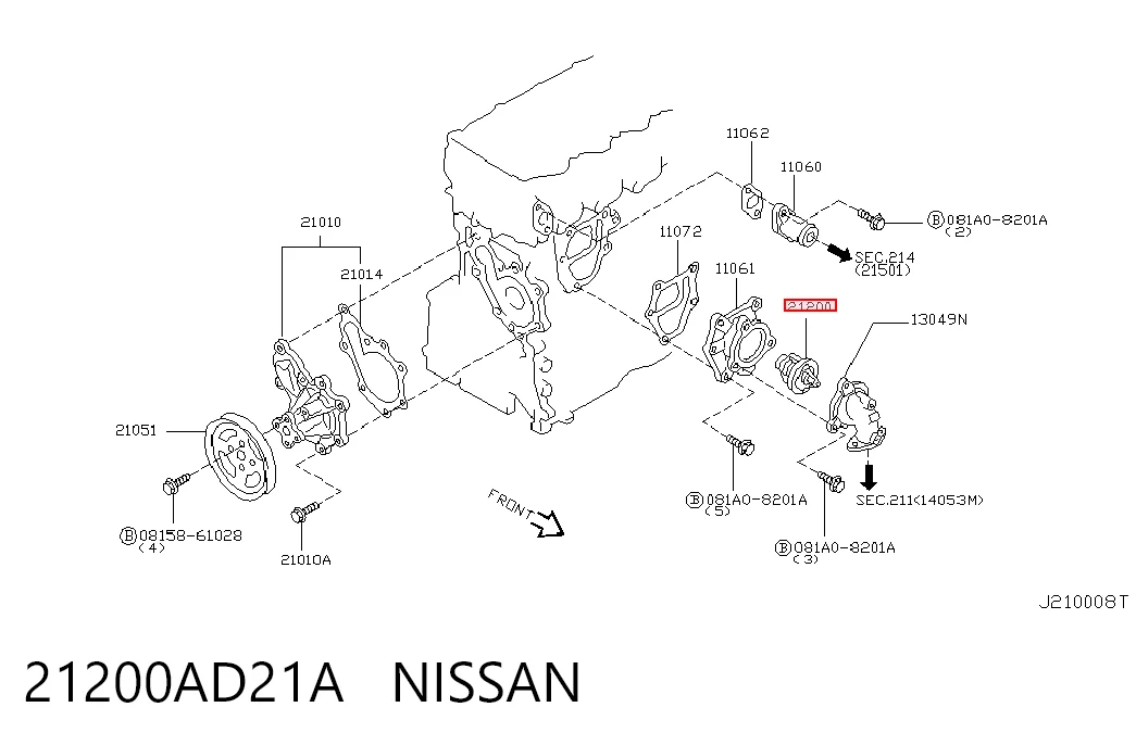 21200AD21A Nissan/Infiniti Termostato de agua