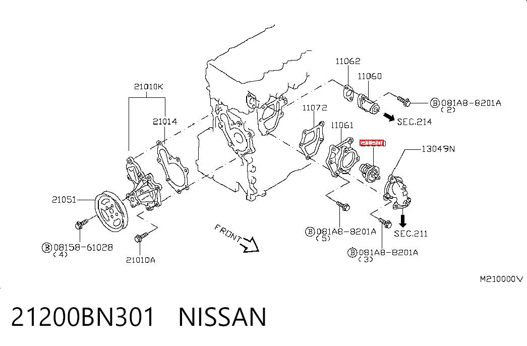 21200BN301 Nissan/Infiniti Termostato de agua