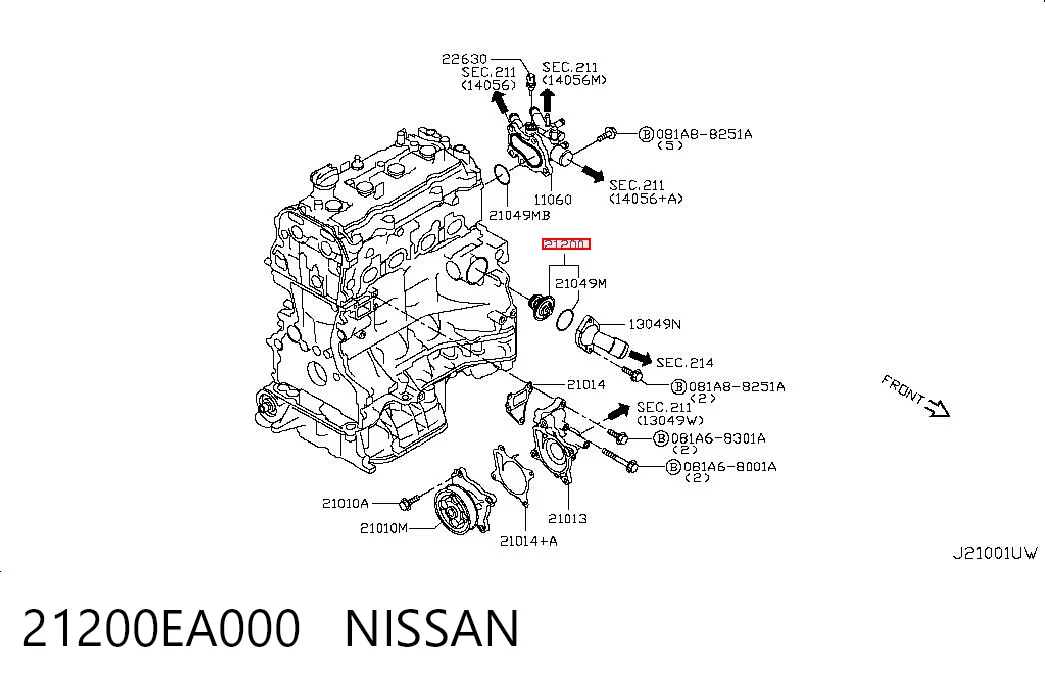 21200EA000 Nissan/Infiniti Termostato de agua
