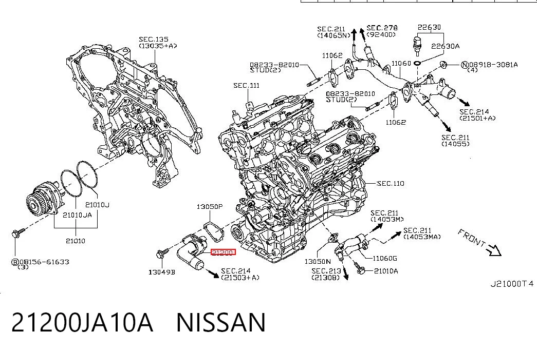 21200JA10A Nissan/Infiniti Termostato de agua