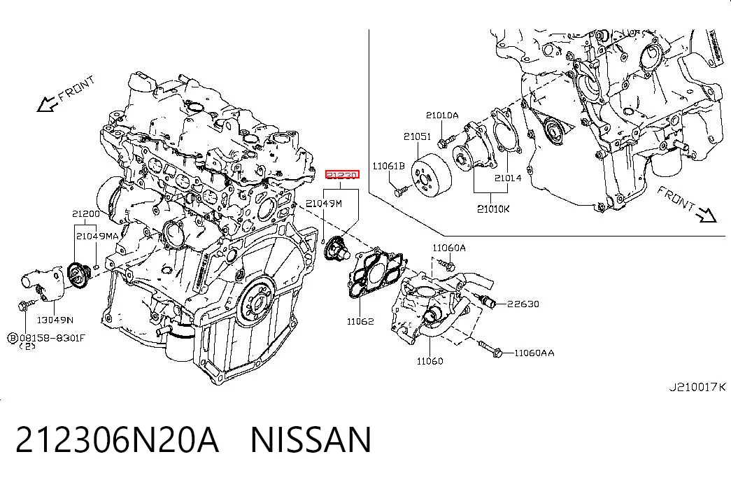 212306N20A Nissan/Infiniti Termostato de agua