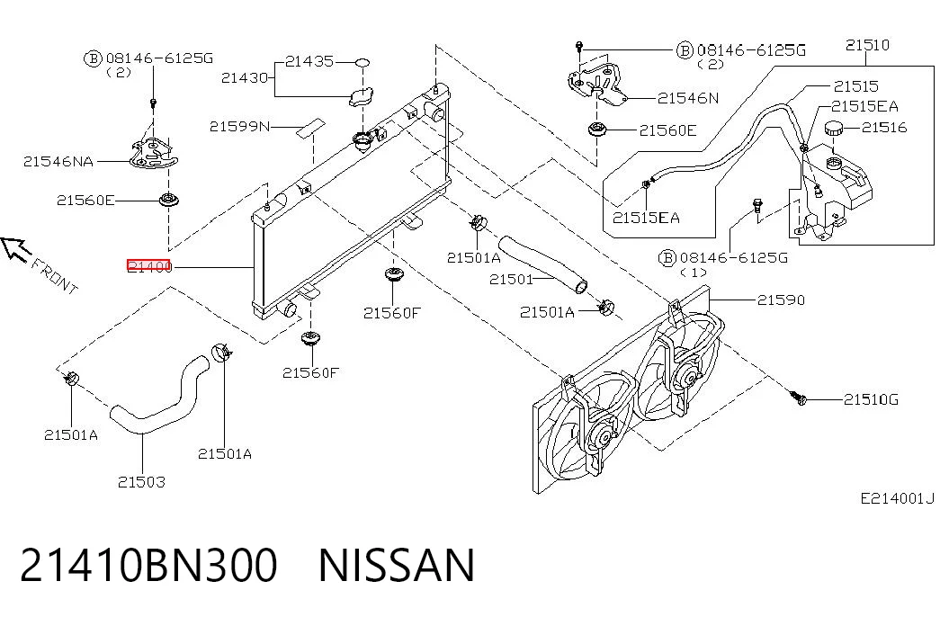 Radiador de água para Nissan Almera (V10)