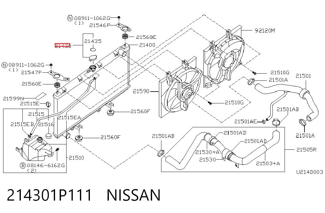 214301P111 Nissan/Infiniti Tapa de radiador