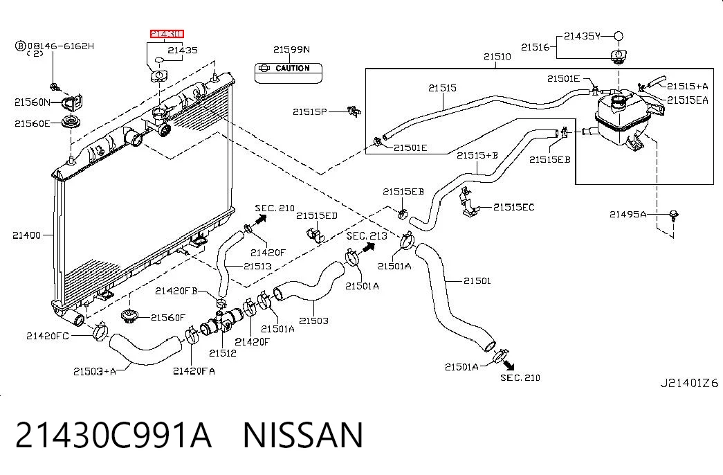21430C991A Nissan/Infiniti Tapa de radiador
