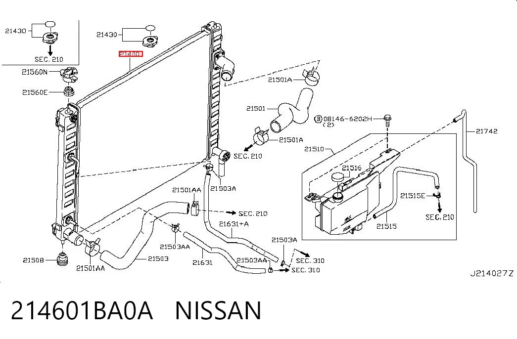 214601BA0A Nissan/Infiniti Refrigeración del motor