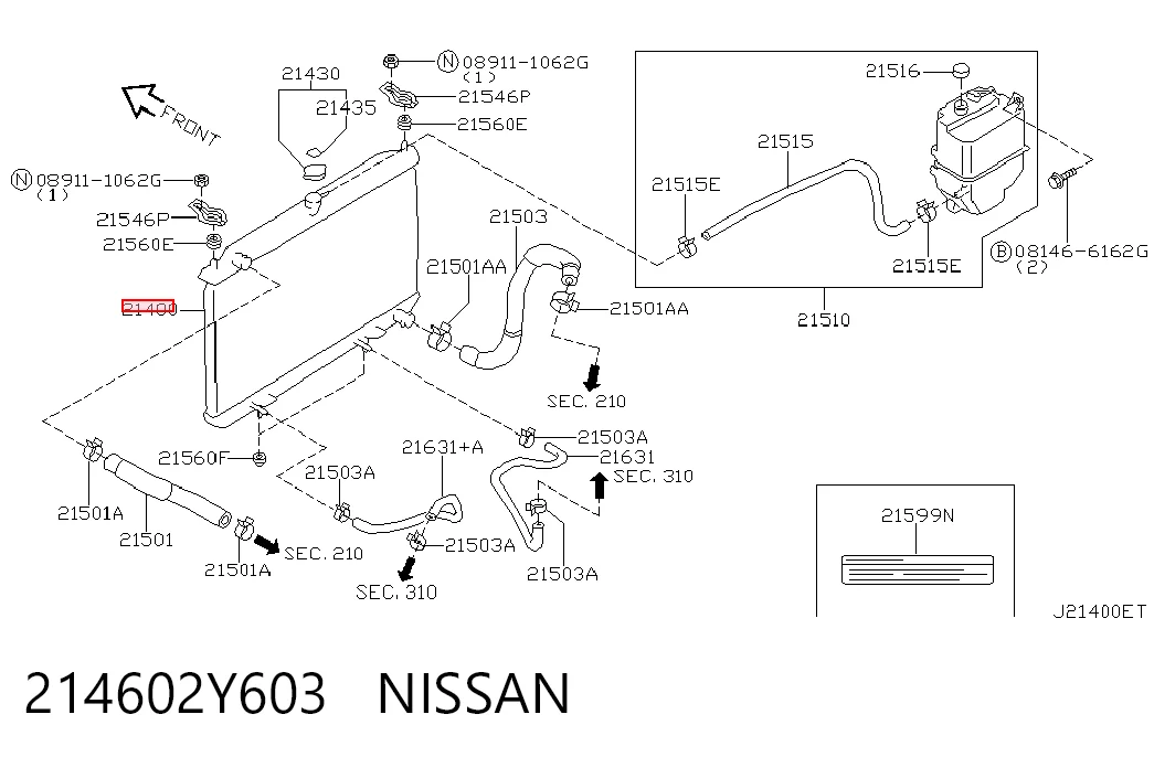 214602Y603 Nissan/Infiniti Refrigeración del motor