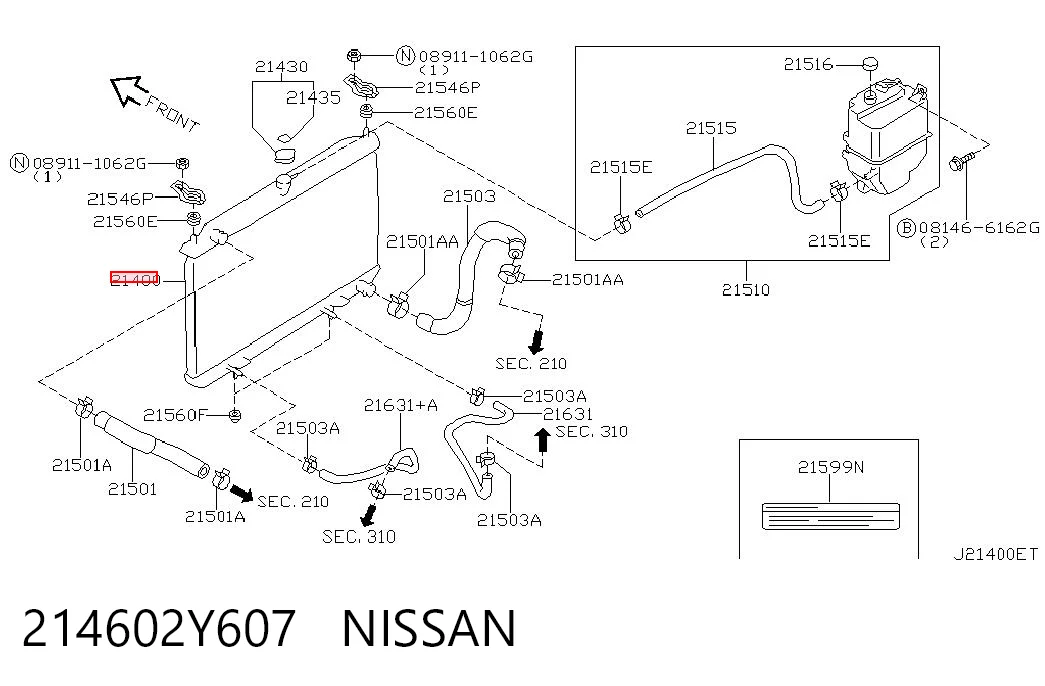 214602Y607 Nissan/Infiniti Refrigeración del motor