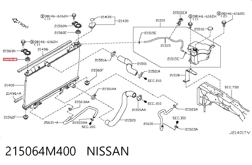 215064M400 Nissan/Infiniti Soporte superior de radiador