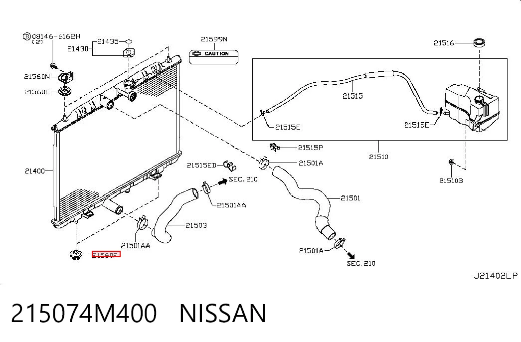 215074M400 Nissan/Infiniti Soporte inferior de fijación del radiador