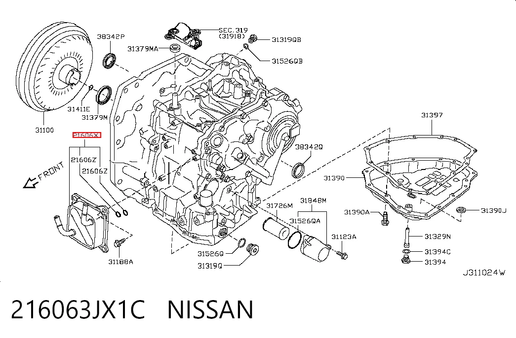 Radiador de refrigeración de la transmisión 216063JX1C NISSAN