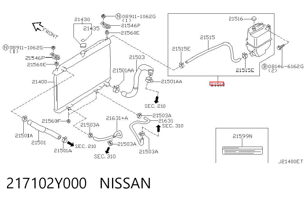 217102Y000 Nissan/Infiniti Depósito de expansión