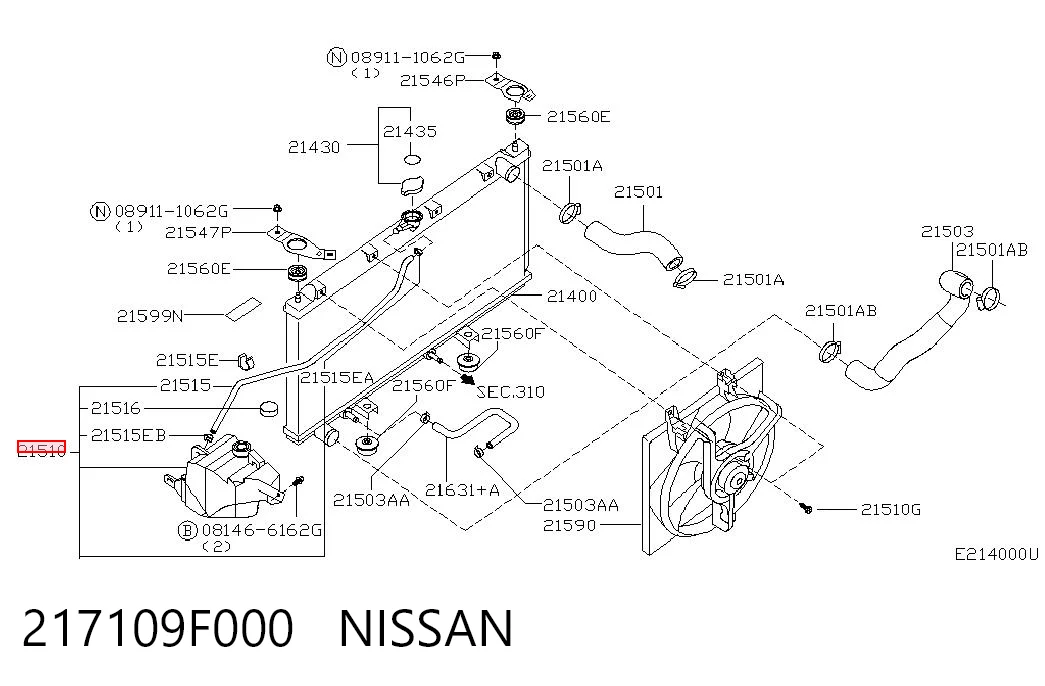 Comprar Depósito de expansión del sistema de refrigeración Nissan Primera  P11 a bajo precio