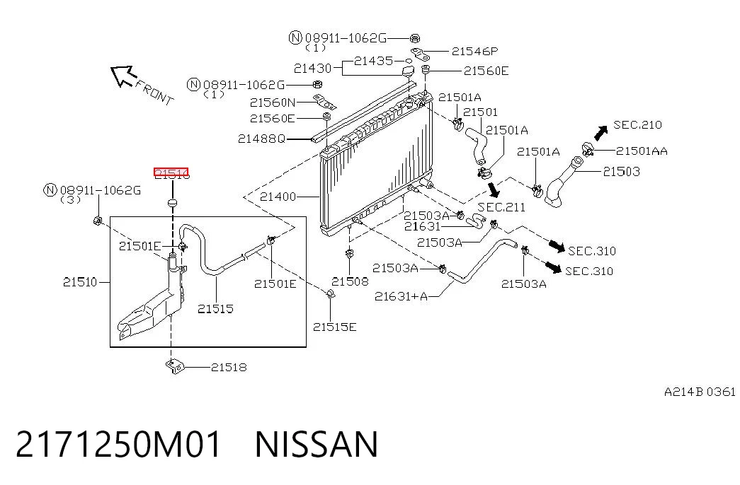 2171250M01 Nissan/Infiniti Tapón del radiador de refrigerante