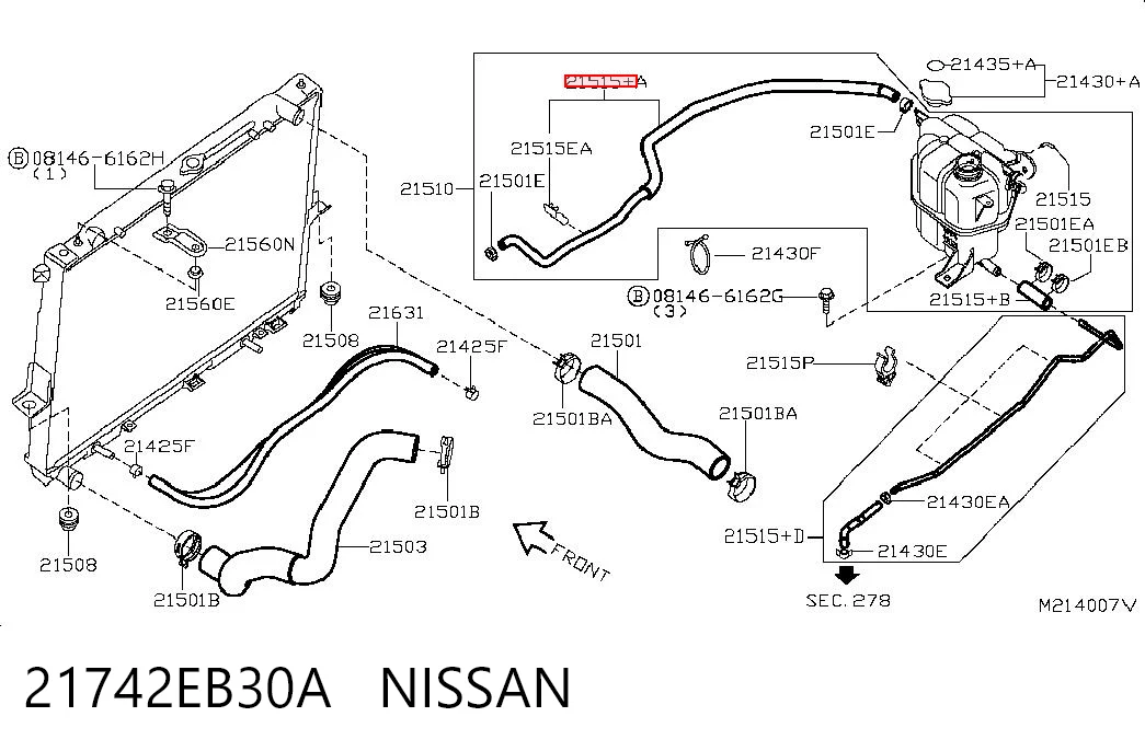 Comprar Manguera (tubo) del sistema de refrigeración Nissan Navara  D40 a bajo precio