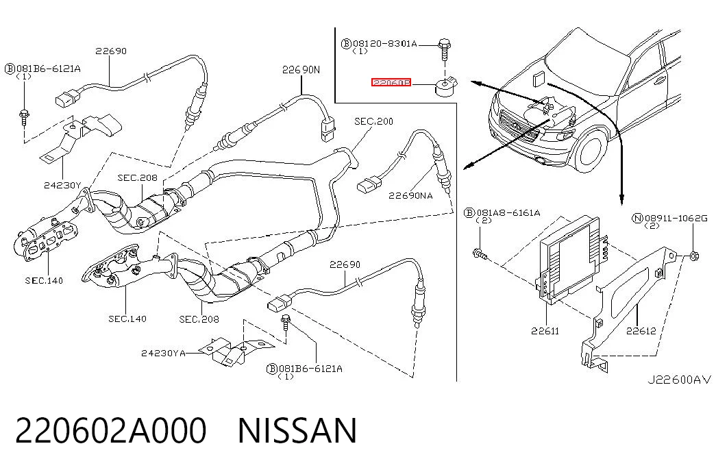 220602A000 Nissan/Infiniti Sensor de detonación
