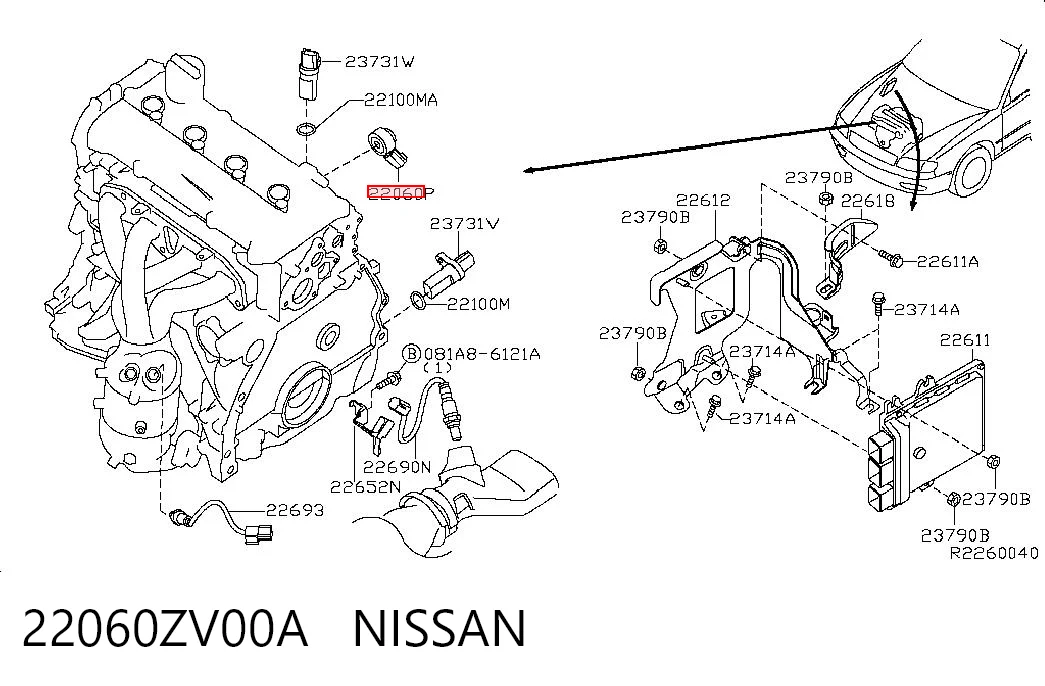 22060ZV00A Nissan/Infiniti Sensor de detonación