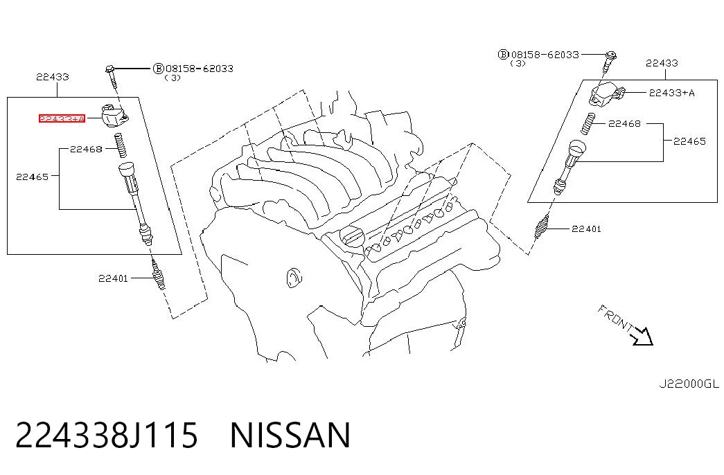 224338J115 Nissan/Infiniti Bobina de ignición