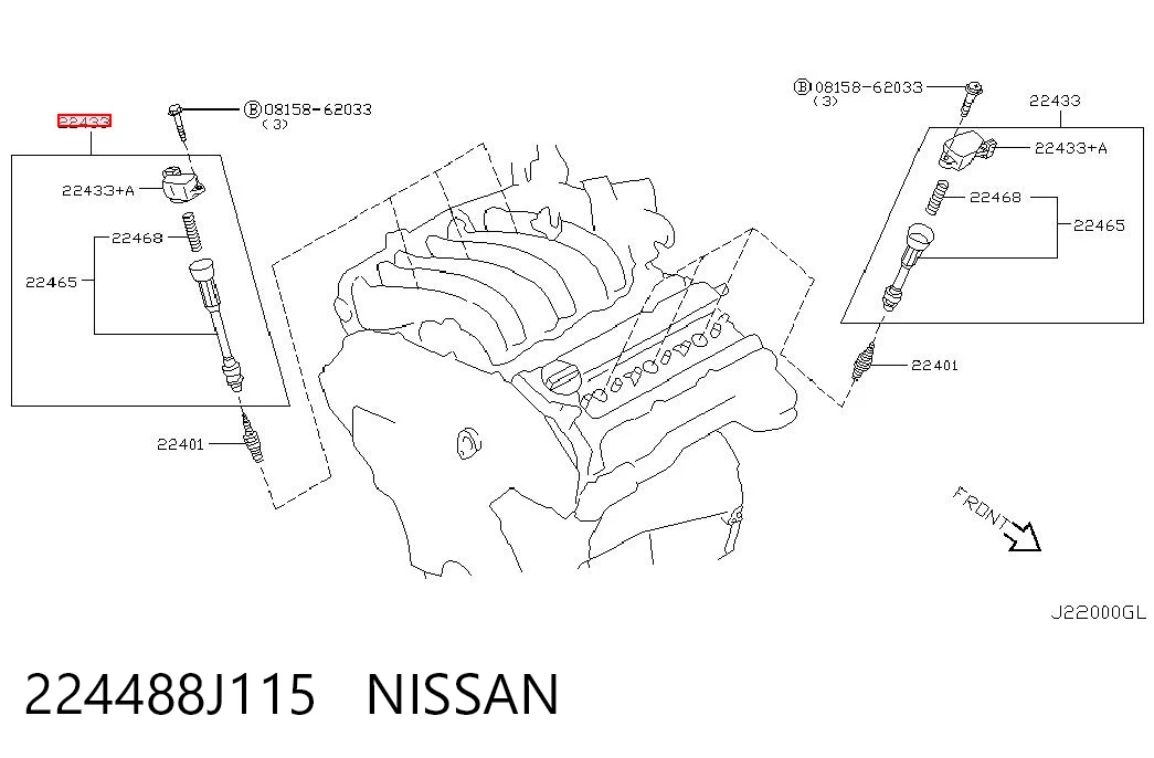 224488J115 Nissan/Infiniti Bobina de ignición