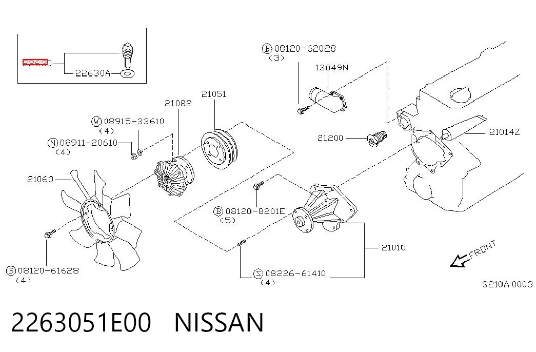 2263051E00 Nissan/Infiniti Sensor temperatura refrigerante