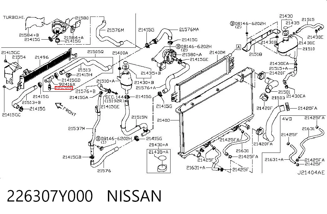 226307Y000 Nissan/Infiniti Sensor temperatura refrigerante