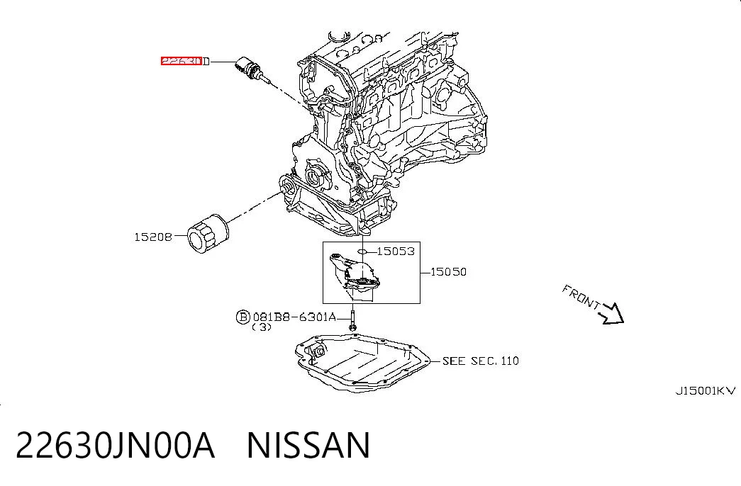 22630JN00A Nissan/Infiniti Sensor temperatura refrigerante