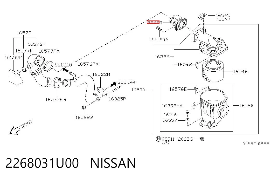 2268031U00 Nissan/Infiniti Sensor de flujo de aire