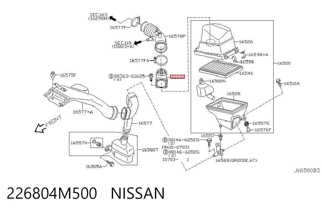 226804M500 Nissan/Infiniti Sensor de flujo de aire