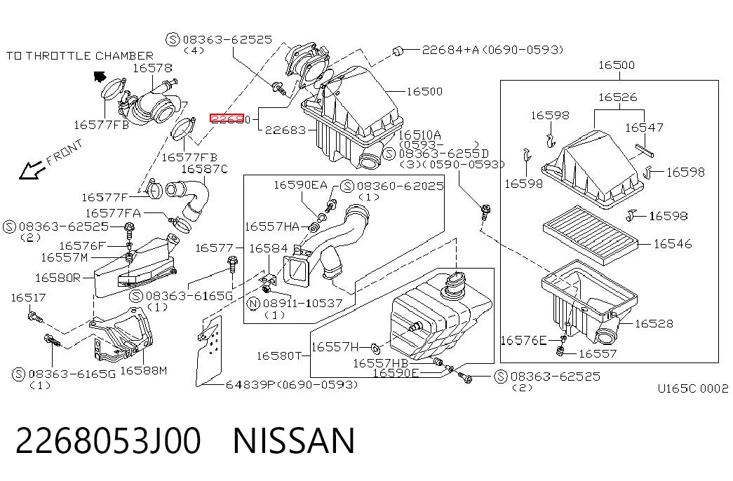 2268053J00 Nissan/Infiniti Sensor de flujo de aire