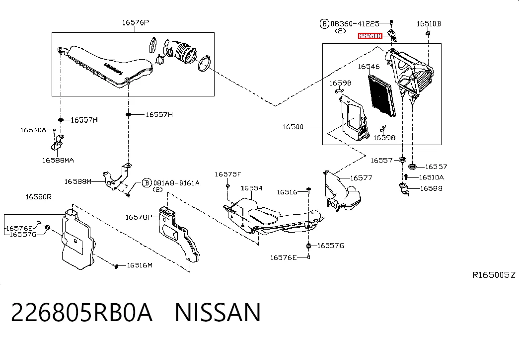 226805RB0A Nissan/Infiniti Sensor de flujo de aire