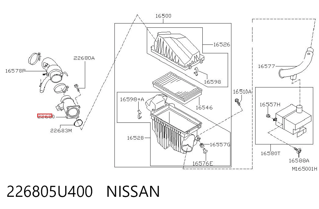226805U400 Nissan/Infiniti Sensor de flujo de aire