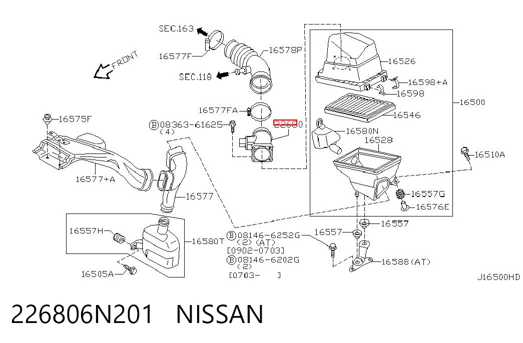 226806N201 Nissan/Infiniti Sensor de flujo de aire