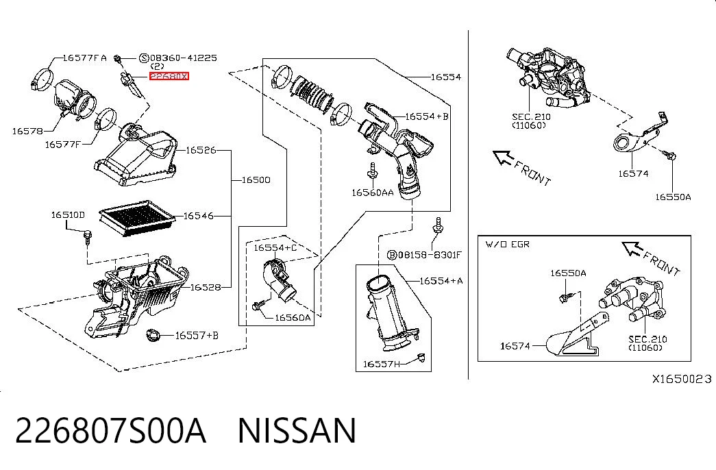 226807S00A Nissan/Infiniti Sensor de flujo de aire