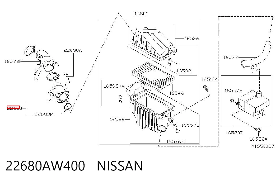 22680AW400 Nissan/Infiniti Sensor de flujo de aire
