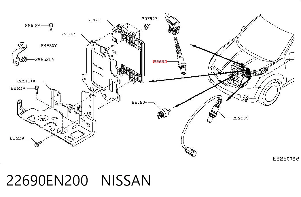 22690EN200 Nissan/Infiniti Sensor de oxígeno previo al catalizador