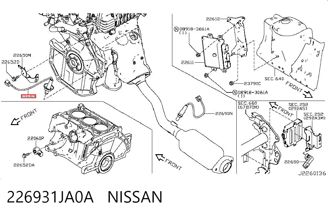 226931JA0A Nissan/Infiniti Sonda lambda, sensor de oxígeno