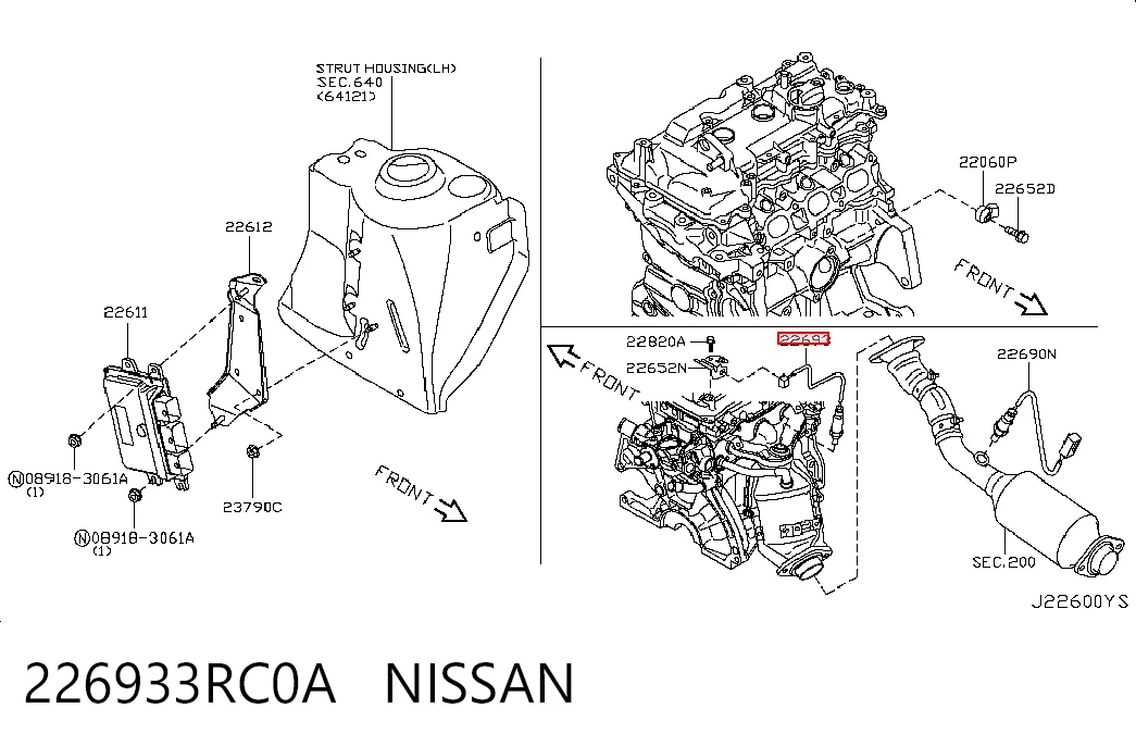 226933RC0A Nissan/Infiniti Sonda lambda, sensor de oxígeno