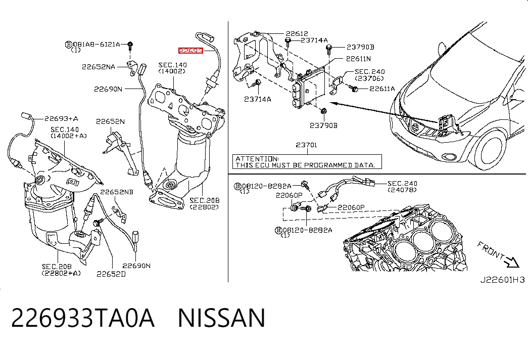 226933TA0A Nissan/Infiniti Sonda lambda, sensor de oxígeno