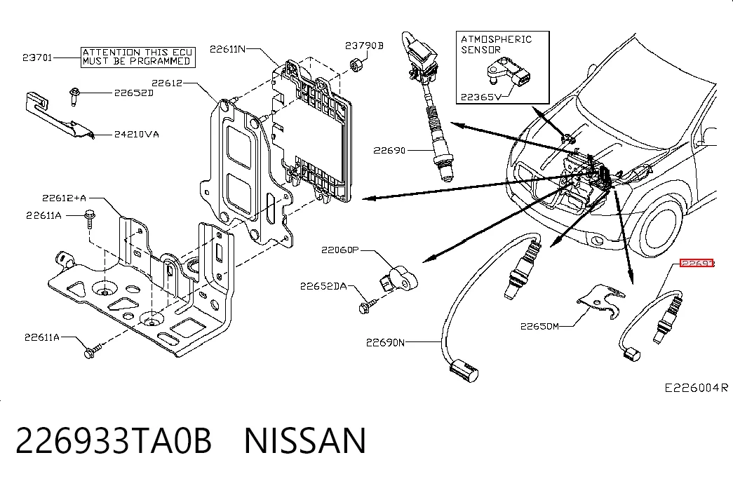226933TA0B Nissan/Infiniti Sonda lambda, sensor de oxígeno