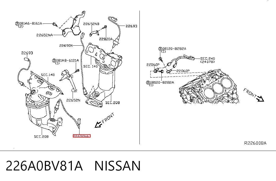 226A04LA1A VAG Sonda lambda de oxígeno posterior al catalizador