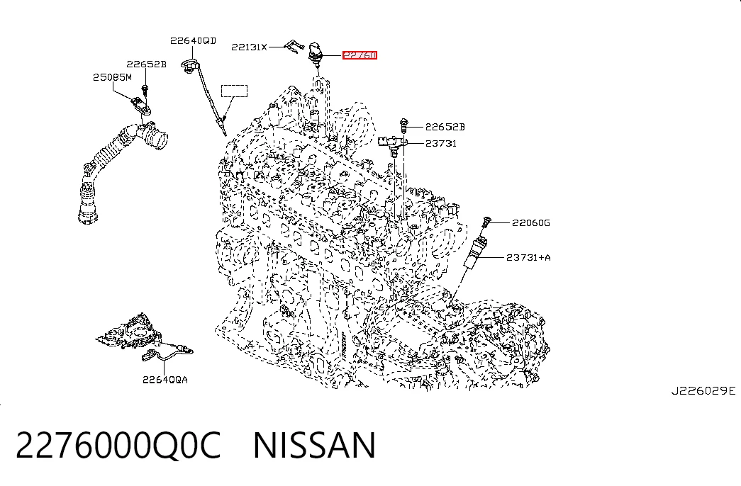 Sensor de presion gases de escape 2276000Q0C Renault (RVI)