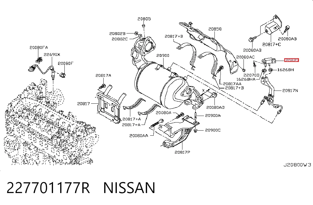 227701177R Nissan/Infiniti Sensor, presión gas de escape